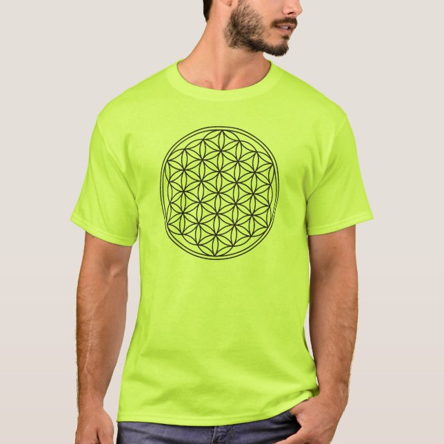 Blume des Lebens / Lebensgefühl - Schwarz T-Shirt (Vorderseite)
