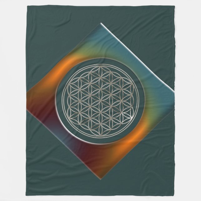 Blume des Lebens / Lebensgefühl - SILVER Fleecedecke (Vorderseite)