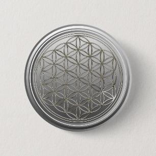 Blume des Lebens / Lebensgefühl - SILVER grau Button