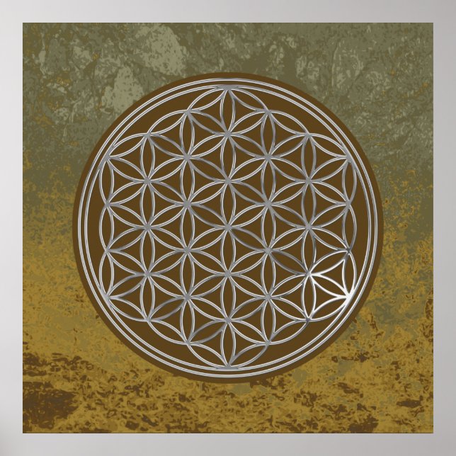 Blume des Lebens / Lebensgefühl - SILVER Poster (Vorne)