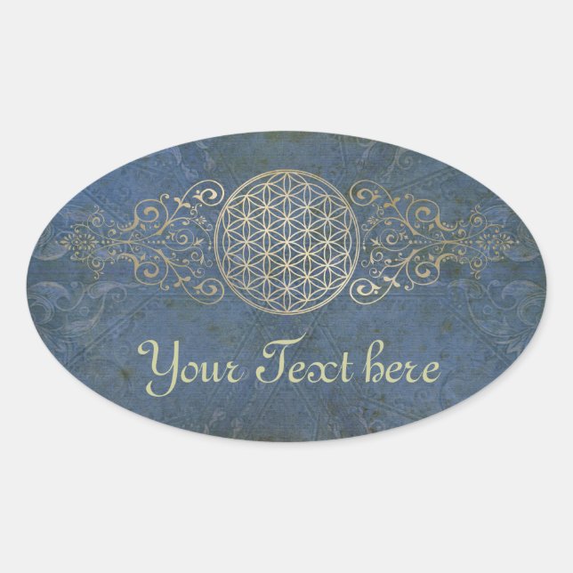 Blume des Lebens / Lebensgefühl - Vintag IX Ovaler Aufkleber (Vorderseite)