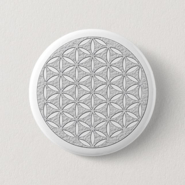 Blume des Lebens / Lebensgefühl - weiß Button (Vorderseite)
