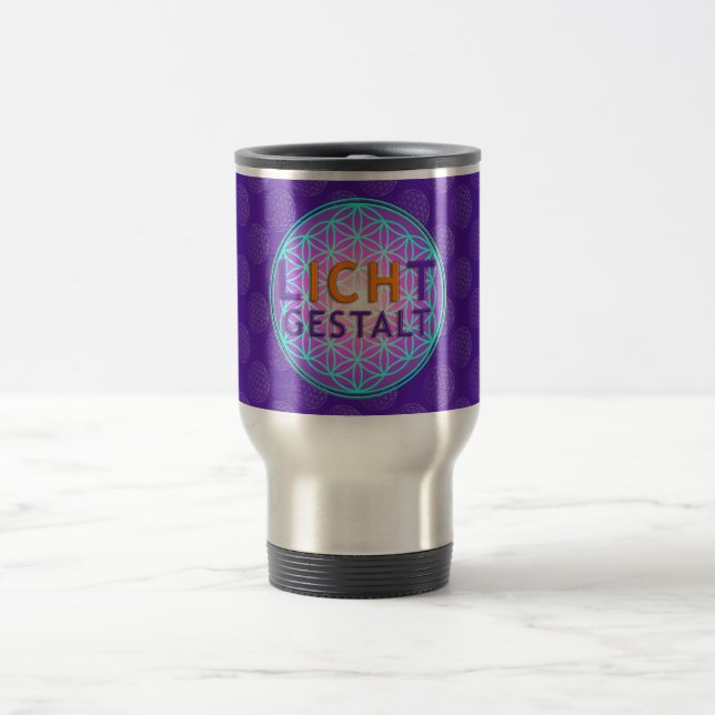 Blume Des Lebens Lichtgestalt | violettes Muster Reisebecher (Mittel)
