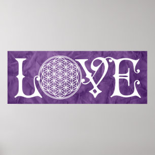 Blume des Lebens - LIEBE, Tätowierung Poster
