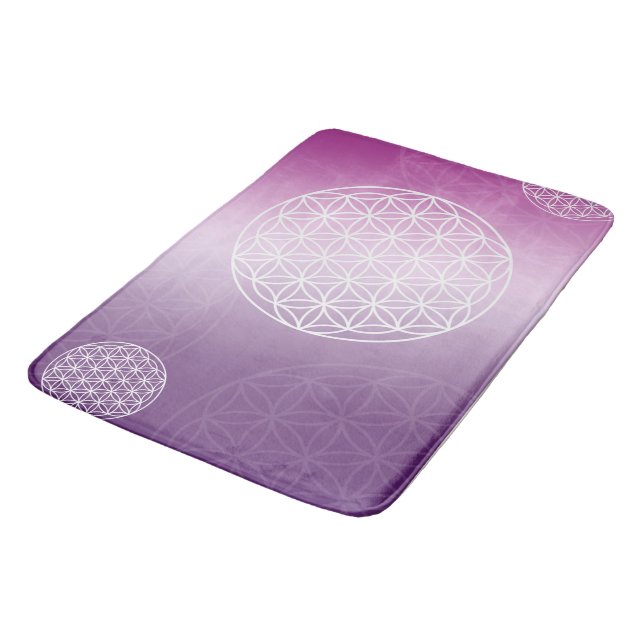 Blume des Lebens lila Badematte (Schrägansicht)