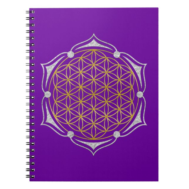 Blume des Lebens - Lotus gold silber Notizblock (Vorderseite)