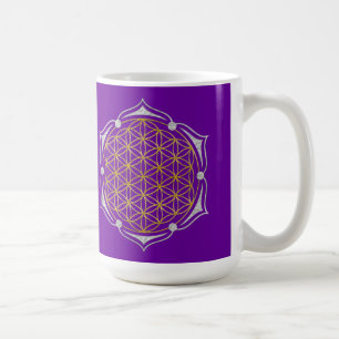Blume des Lebens - Lotus gold silber Tasse