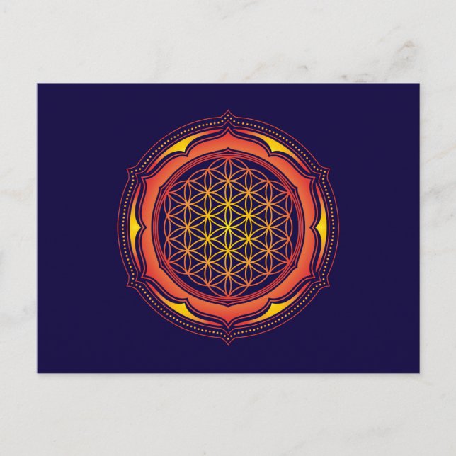 Blume des Lebens, Lotus, Heilige Geometrie, Buddhi Postkarte (Vorderseite)