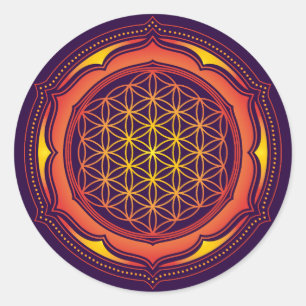 Blume des Lebens, Lotus, Heilige Geometrie, Buddhi Runder Aufkleber