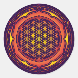 Blume des Lebens, Lotus, Heilige Geometrie, Buddhi Runder Aufkleber