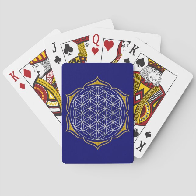 BLUME DES LEBENS - LOTUS-Silbergold Spielkarten (Rückseite)