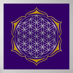 Blume des Lebens - Lotus silver Poster