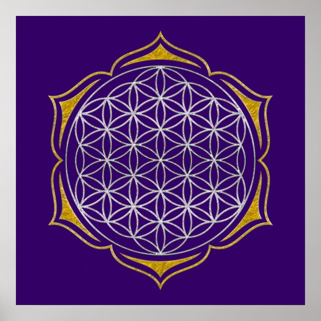 Blume des Lebens - Lotus silver Poster (Vorne)