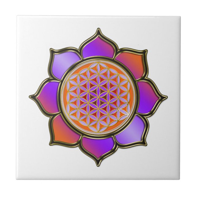 BLUME DES LEBENS - LOTUS-Veilchen Fliese (Vorderseite)