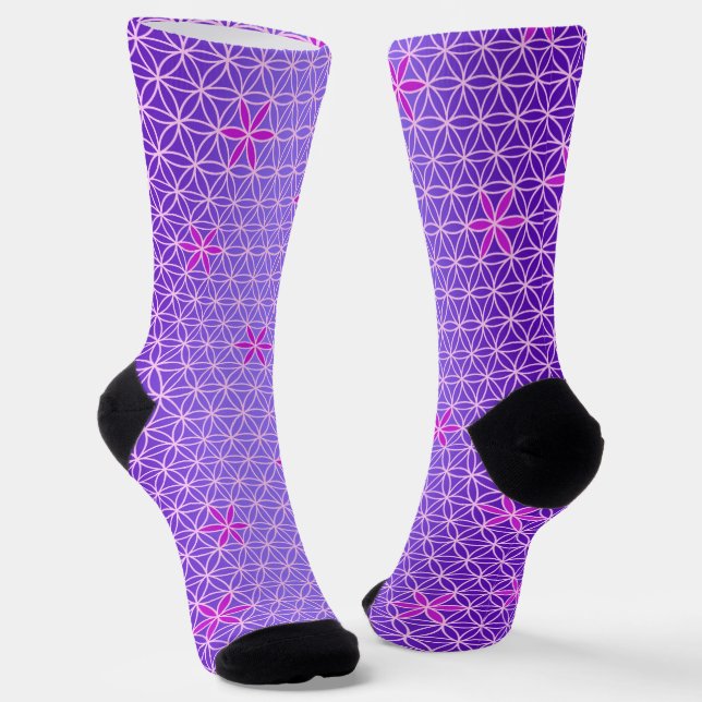 BLUME DES LEBENS - magenta - rosa Muster Socken (Gewinkelt)