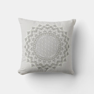 Blume des Lebens - Mandala, grün Kissen Für Draußen