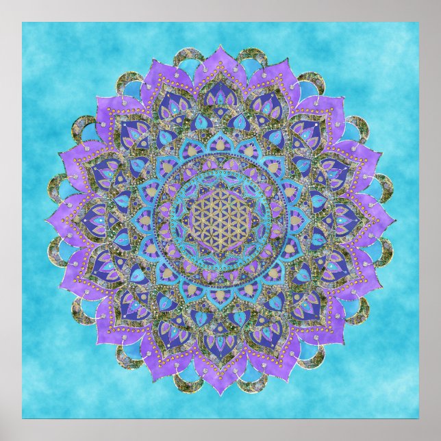 Blume des Lebens - Mandala India Style 1 Poster (Vorne)