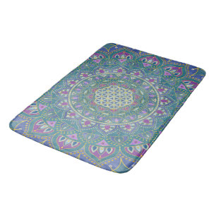 Blume des Lebens - Mandala Indien Stil 1 Badematte