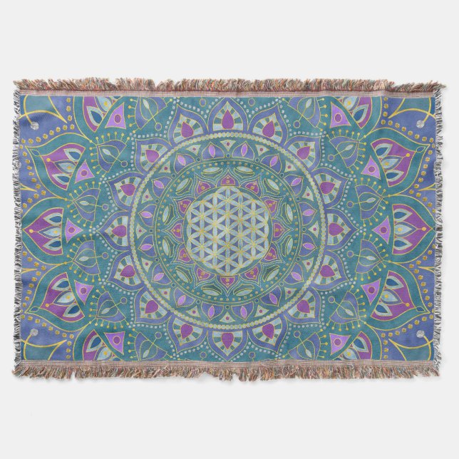 Blume des Lebens - Mandala Indien Stil 1 Decke (Vorderseite)