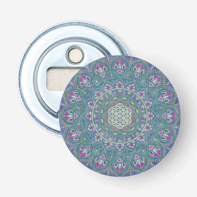 Blume des Lebens - Mandala Indien Stil 1 Flaschenöffner (Vorderseite)
