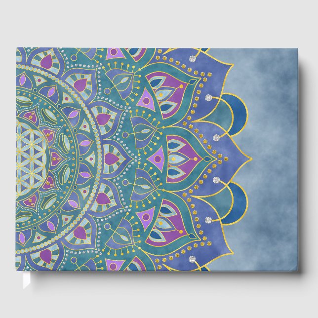 Blume des Lebens - Mandala Indien Stil 1 Gästebuch (Vorderseite)
