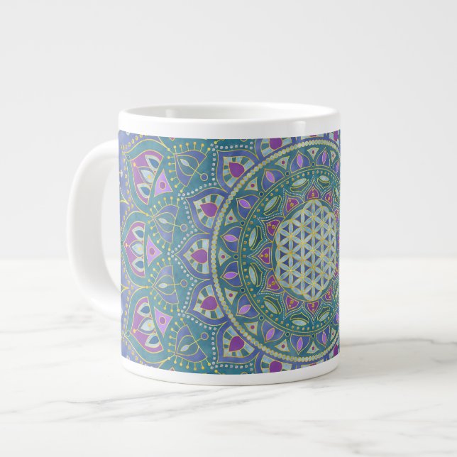 Blume des Lebens - Mandala Indien Stil 1 Jumbo-Tasse (Vorderseite Links)