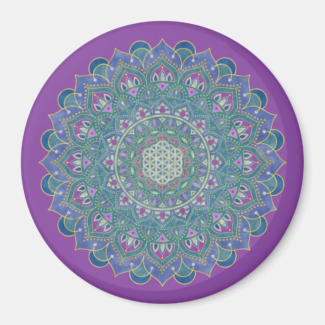 Blume des Lebens - Mandala Indien Stil 1 Magnet (Vorne)