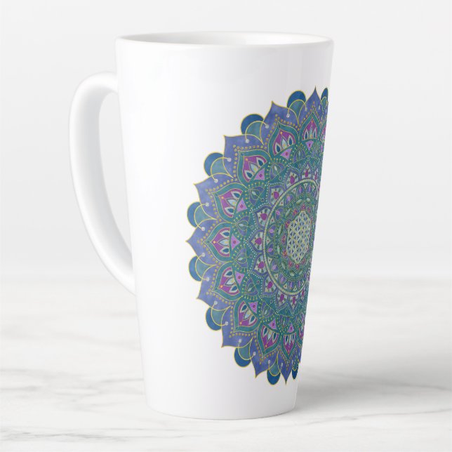 Blume des Lebens - Mandala Indien Stil 1 Milchtasse (Linke Ecke)