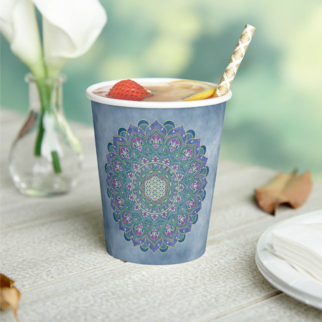 Blume des Lebens - Mandala Indien Stil 1 Pappbecher (In Situ)