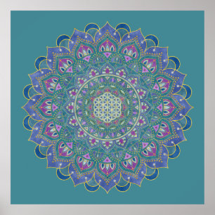 Blume des Lebens - Mandala Indien Stil 1 Poster
