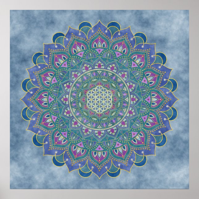 Blume des Lebens - Mandala Indien Stil 1 Poster (Vorne)