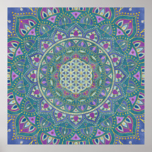Blume des Lebens - Mandala Indien Stil 1 Poster