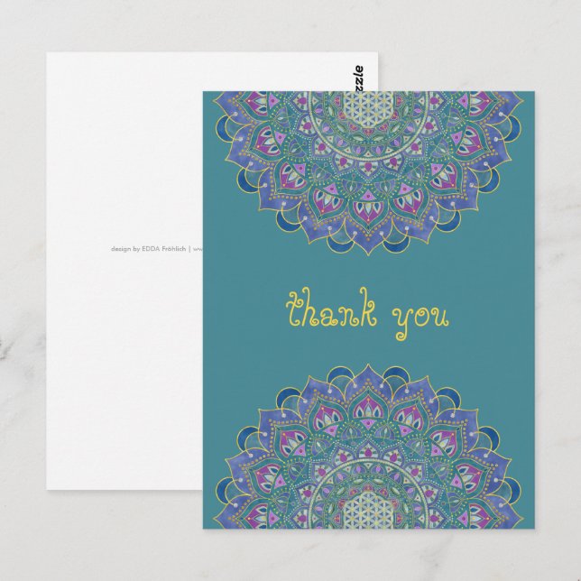 Blume des Lebens - Mandala Indien Stil 1 Postkarte (Vorne/Hinten)
