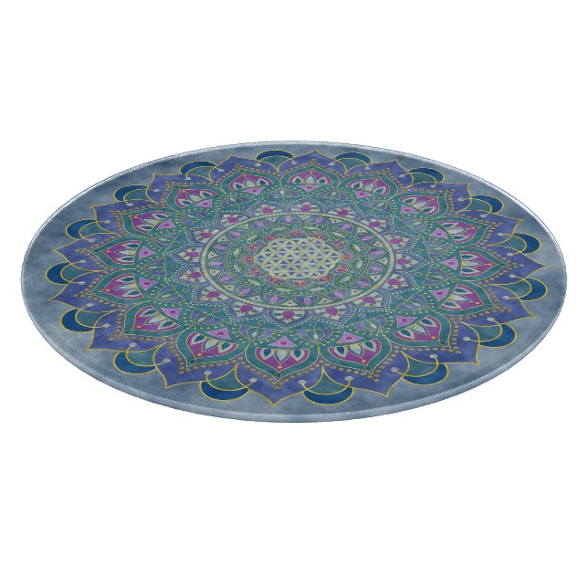 Blume des Lebens - Mandala Indien Stil 1 Schneidebrett (Ecke)