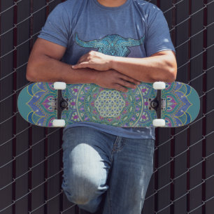 Blume des Lebens - Mandala Indien Stil 1 Skateboard