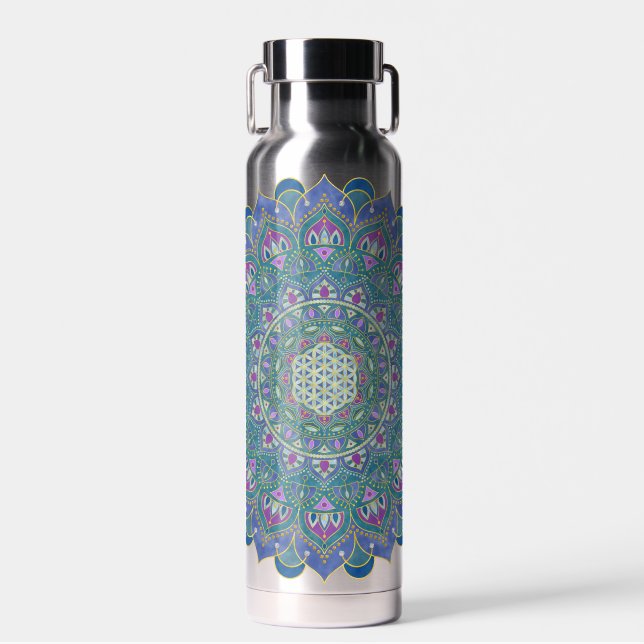 Blume des Lebens - Mandala Indien Stil 1 Trinkflasche (Vorne)