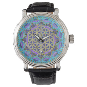 Blume des Lebens - Mandala Indien Stil 2 Armbanduhr