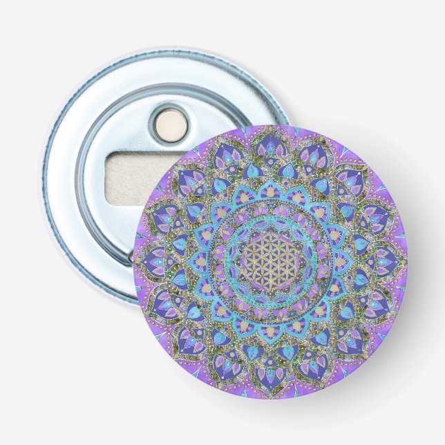 Blume des Lebens - Mandala Indien Stil 2 Flaschenöffner (Vorderseite)