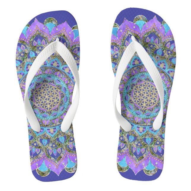 Blume des Lebens - Mandala Indien Stil 2 Flip Flops (Fußbett)