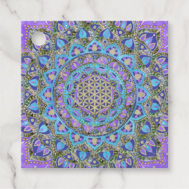 Blume des Lebens - Mandala Indien Stil 2 Geschenkanhänger (Vorderseite)