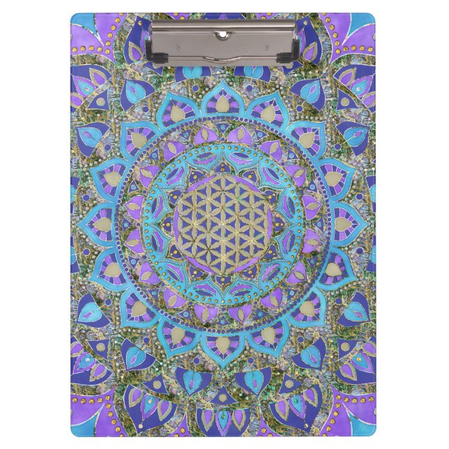 Blume des Lebens - Mandala Indien Stil 2 Klemmbrett (Vorderseite)