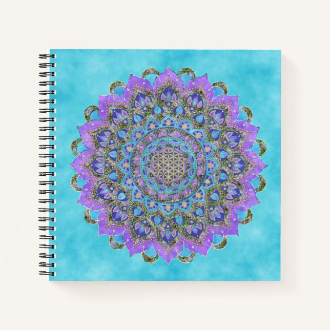 Blume des Lebens - Mandala Indien Stil 2 Notizbuch (Vorderseite)