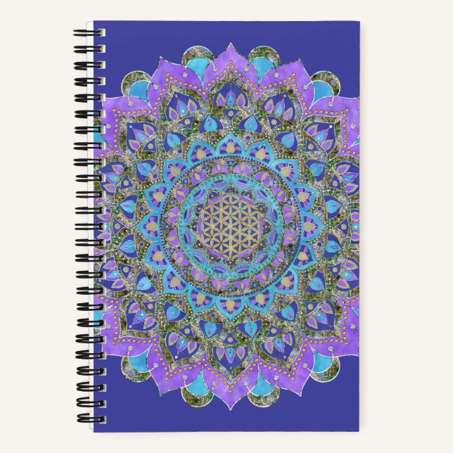 Blume des Lebens - Mandala Indien Stil 2 Notizbuch (Vorderseite)