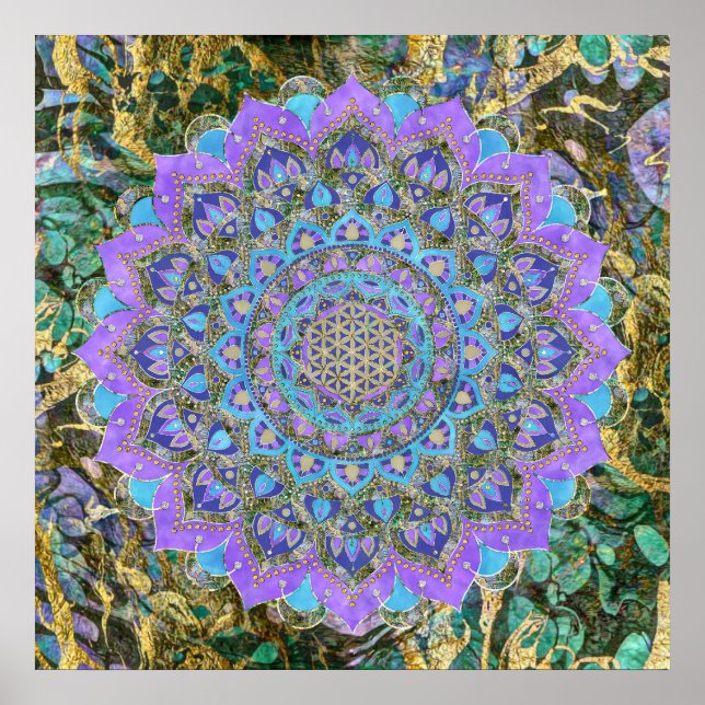 Blume des Lebens - Mandala Indien Stil 2 Poster (Vorne)