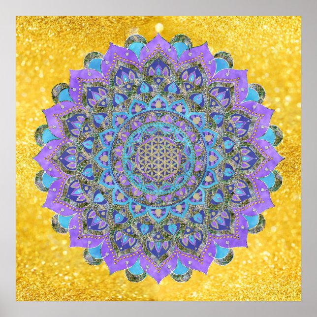 Blume des Lebens - Mandala Indien Stil 2 Poster (Vorne)