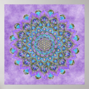 Blume des Lebens - Mandala Indien Stil 2 Poster