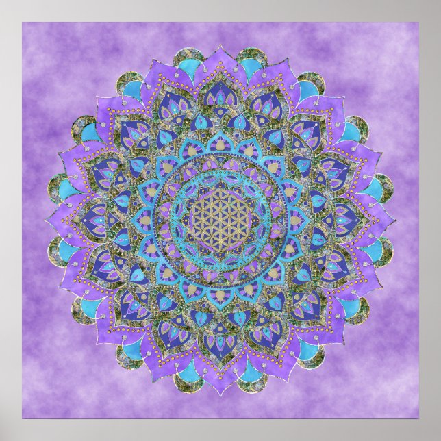 Blume des Lebens - Mandala Indien Stil 2 Poster (Vorne)