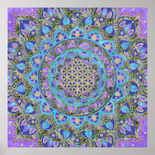 Blume des Lebens - Mandala Indien Stil 2 Poster