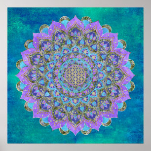 Blume des Lebens - Mandala Indien Stil 2 Poster