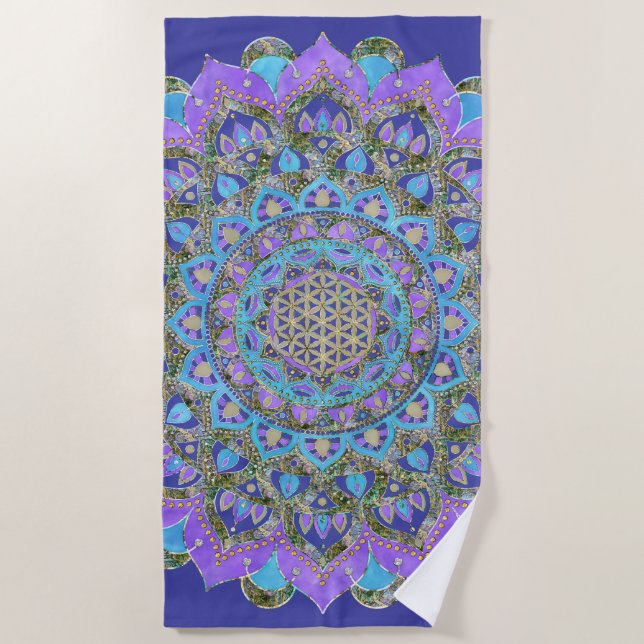 Blume des Lebens - Mandala Indien Stil 2 Strandtuch (Vorderseite)